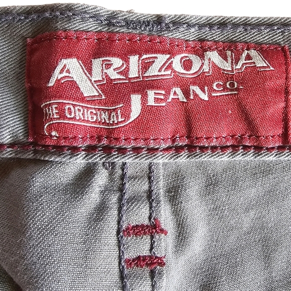 ARIZONA Men's Slim Straight 100% Cotton Gray Pants - Picture 9 of 11